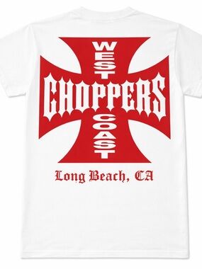 West Coast Choppers Long Beach Graphic Tee - White/Red size xl vintage retro